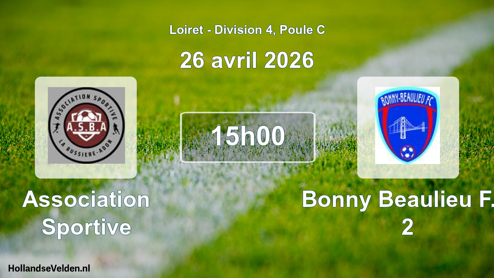 Geplande wedstrijd: Association Sportive - Bonny Beaulieu F.c. 2 (26 avril 2026)