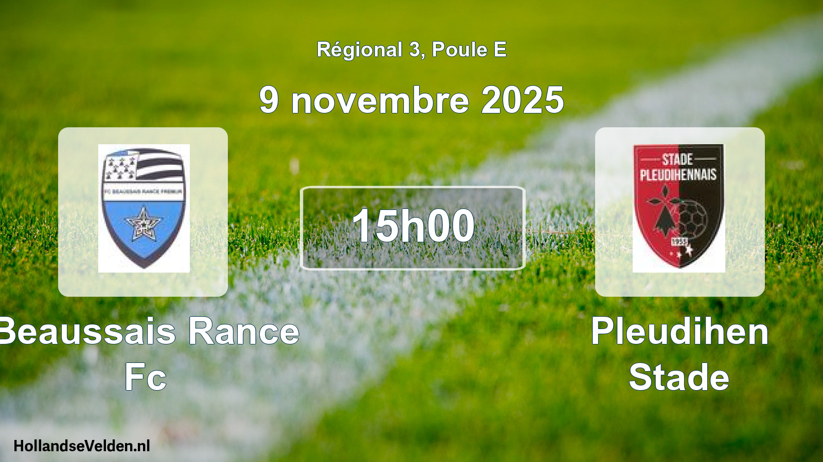 Scheduled Match: Beaussais Rance Fc - Pleudihen Stade (9 November 2025)