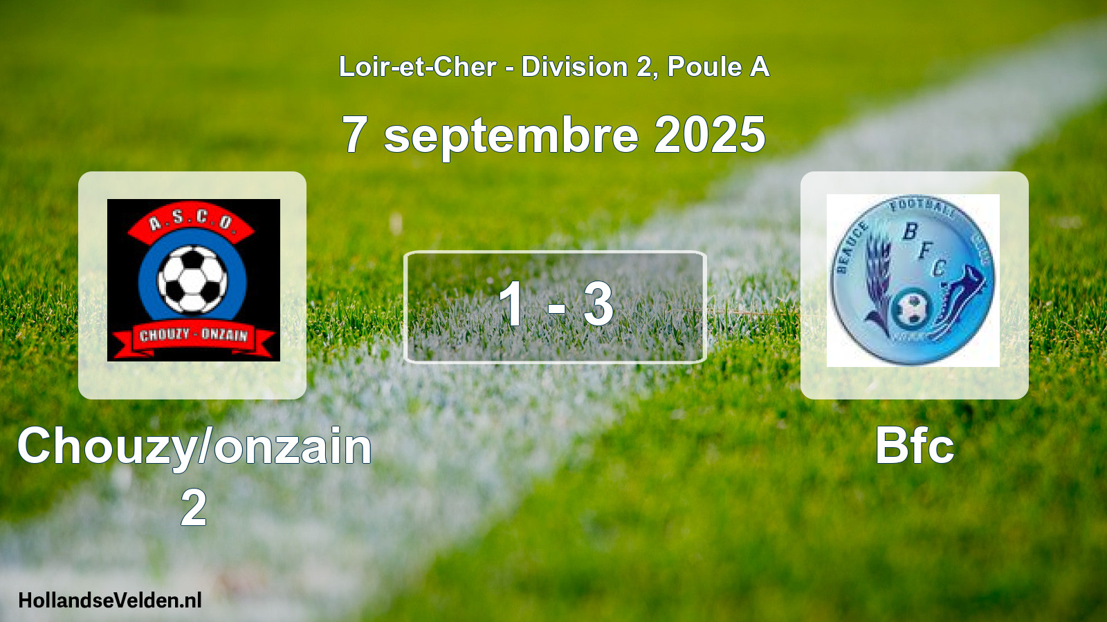 Gespeelde wedstrijd: Chouzy/onzain 2 - Bfc 1 - 3 (7 septembre 2025)