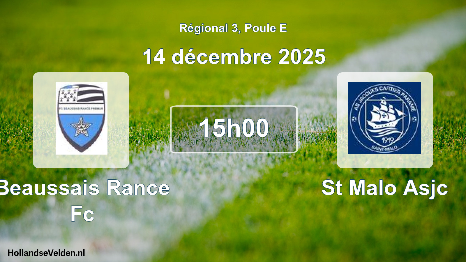 Scheduled Match: Beaussais Rance Fc - St Malo Asjc (14 December 2025)