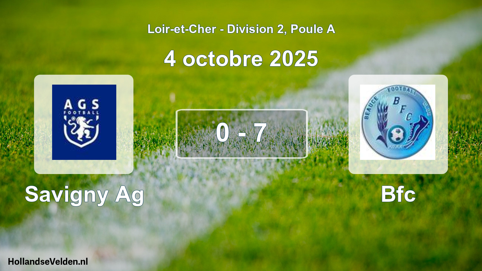 Gespeelde wedstrijd: Savigny Ag - Bfc 0 - 7 (4 oktober 2025)