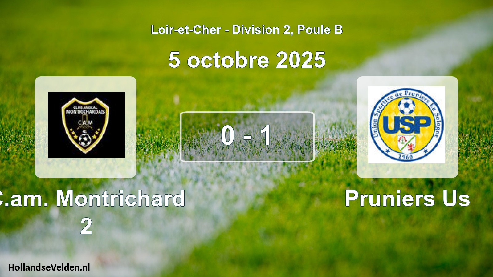 Gespeelde wedstrijd: C.am. Montrichard 2 - Pruniers Us 0 - 1 (5 oktober 2025)
