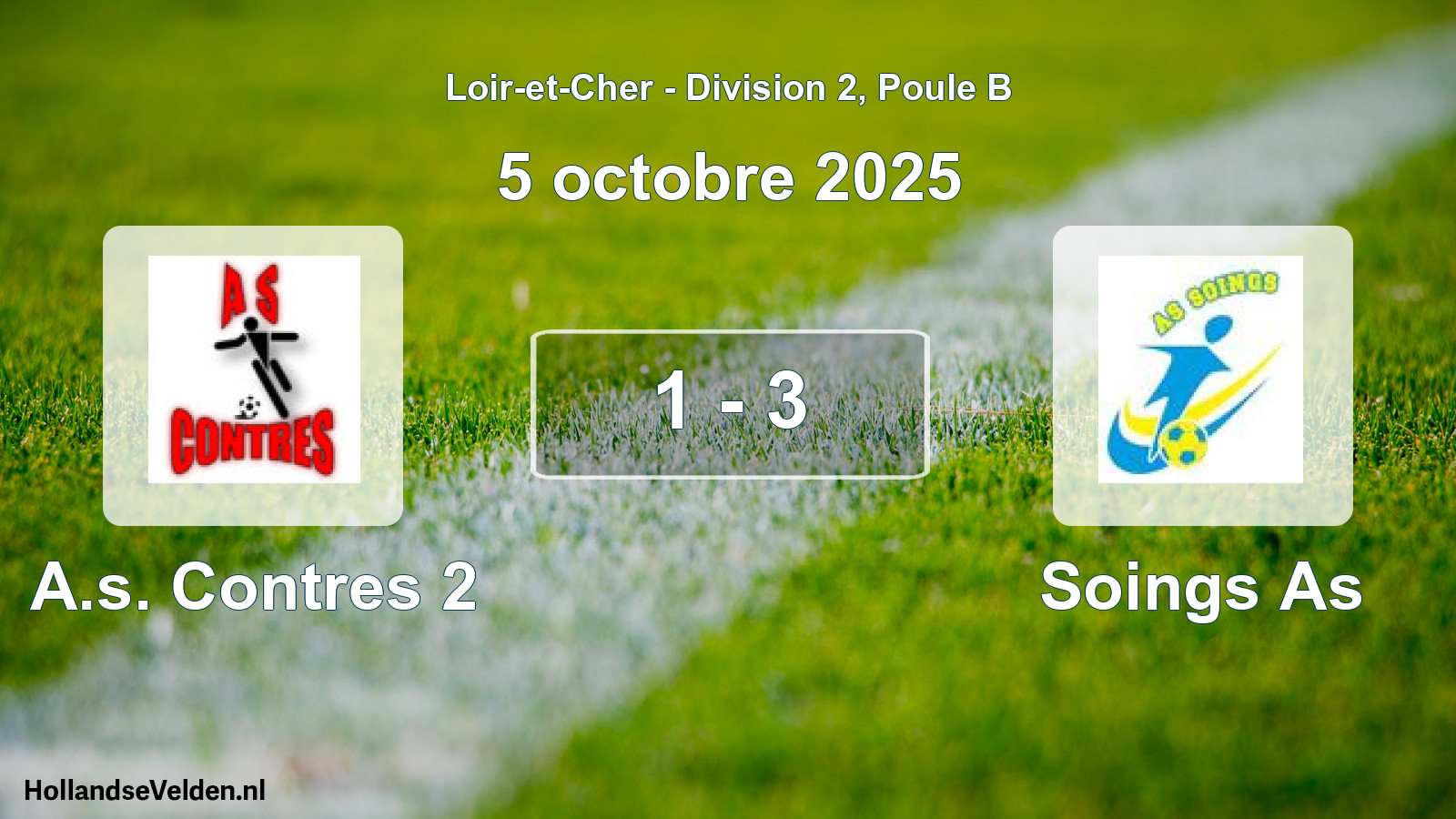 Gespeelde wedstrijd: A.s. Contres 2 - Soings As 1 - 3 (5 octobre 2025)