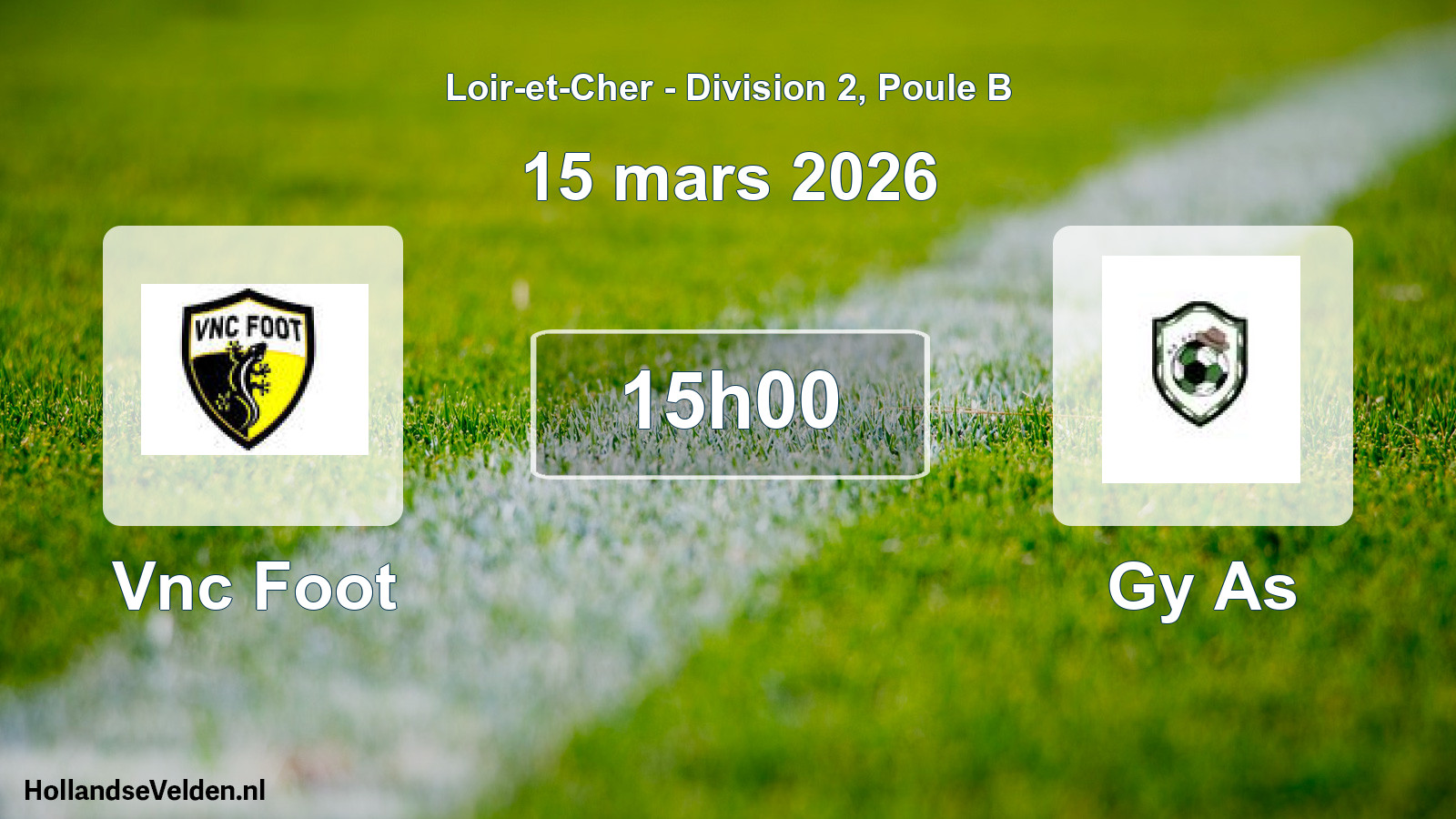 Geplande wedstrijd: Vnc Foot - Gy As (15 mars 2026)
