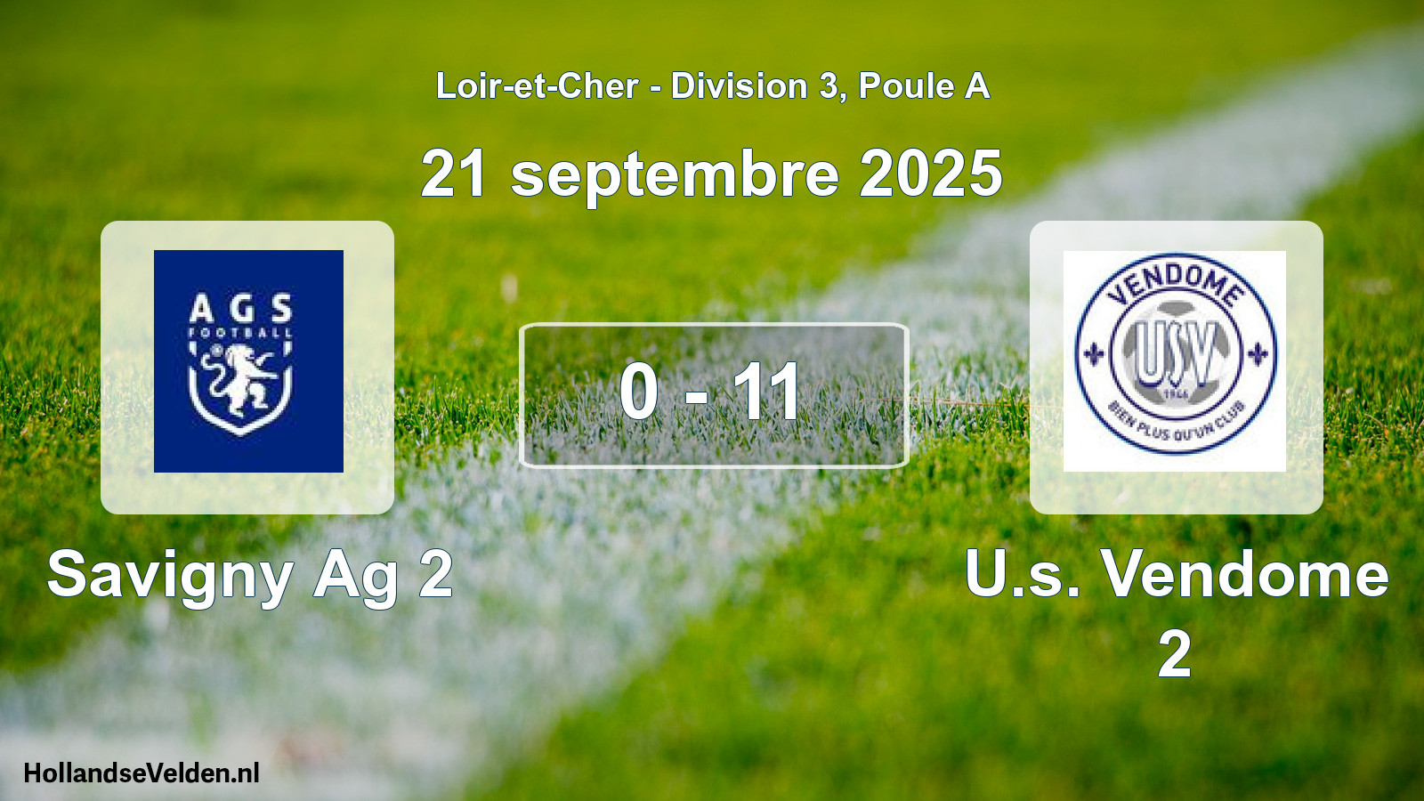 Total number of matches played: Savigny Ag 2 - U.s. Vendome 2 0 - 11 (21 September 2025)