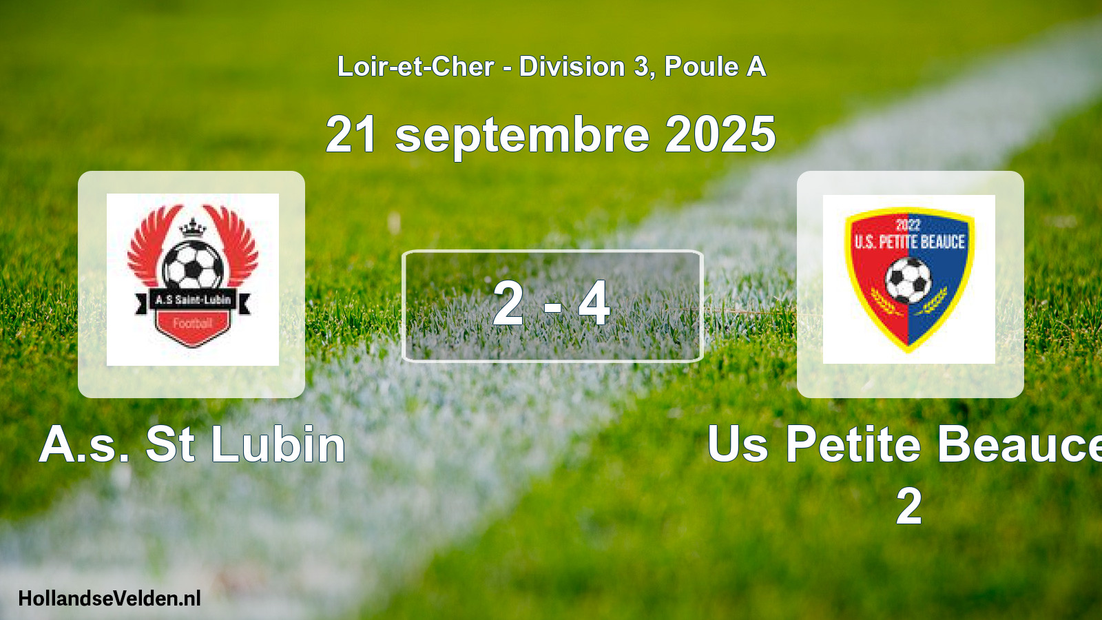 Total number of matches played: A.s. St Lubin - Us Petite Beauce 2 2 - 4 (21 September 2025)