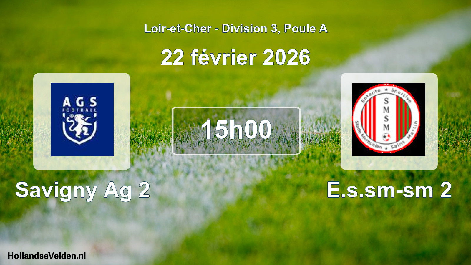 Geplande wedstrijd: Savigny Ag 2 - E.s.sm-sm 2 (22 février 2026)