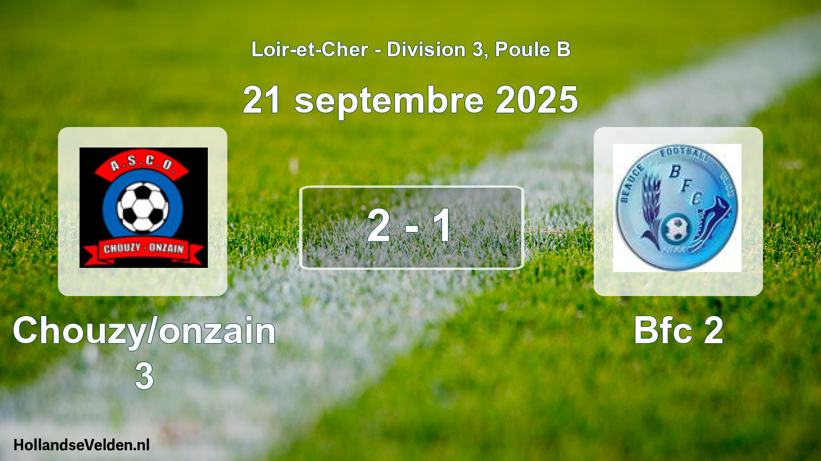 Gespeelde wedstrijd: Chouzy/onzain 3 - Bfc 2 2 - 1 (21 septembre 2025)