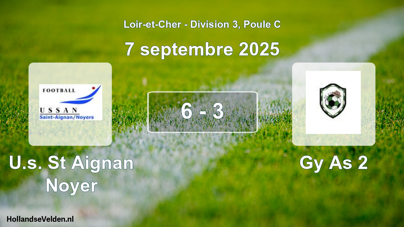 Gespeelde wedstrijd: U.s. St Aignan Noyer - Gy As 2 6 - 3 (7 september 2025)
