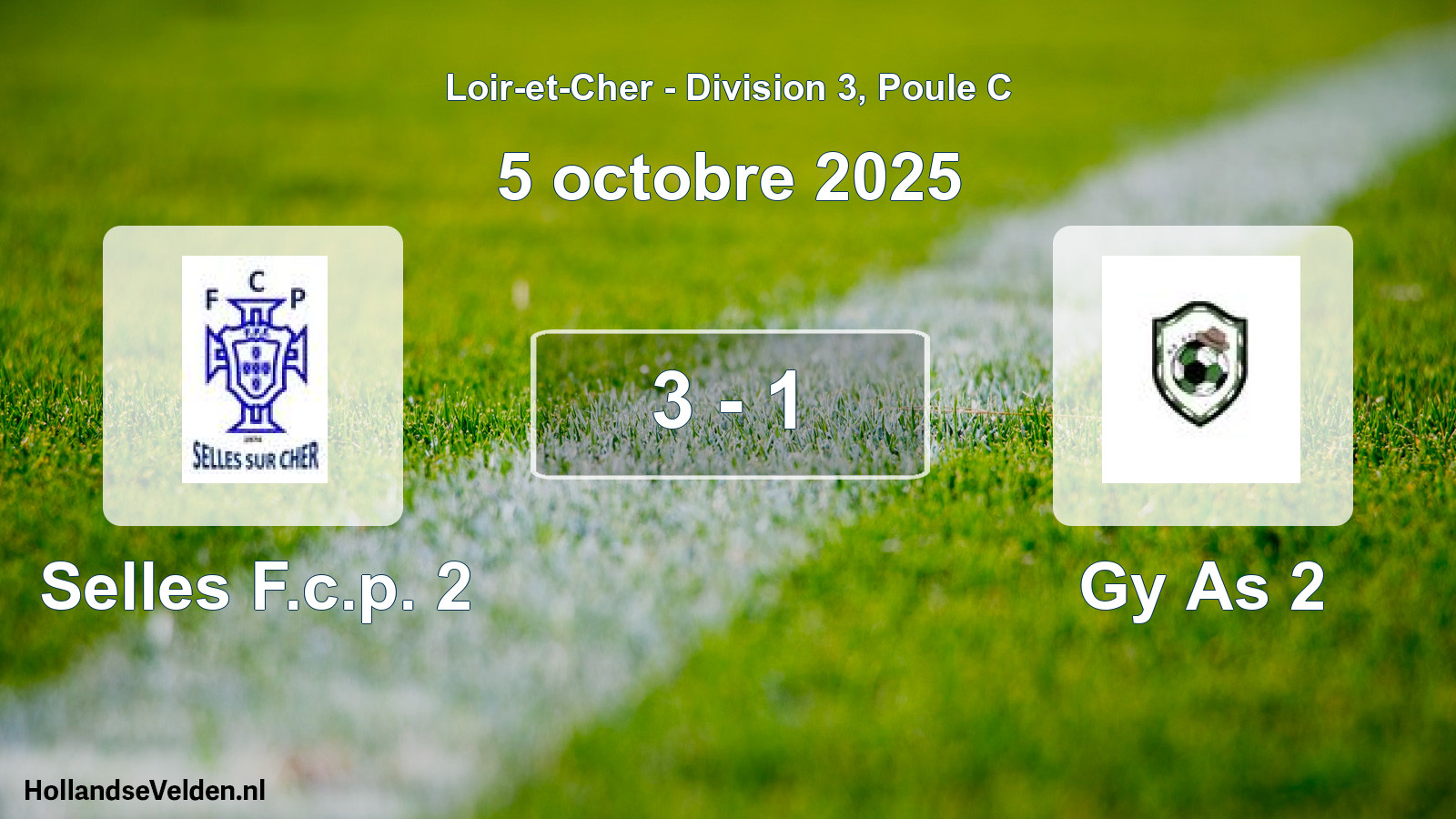 Total number of matches played: Selles F.c.p. 2 - Gy As 2 3 - 1 (5 October 2025)