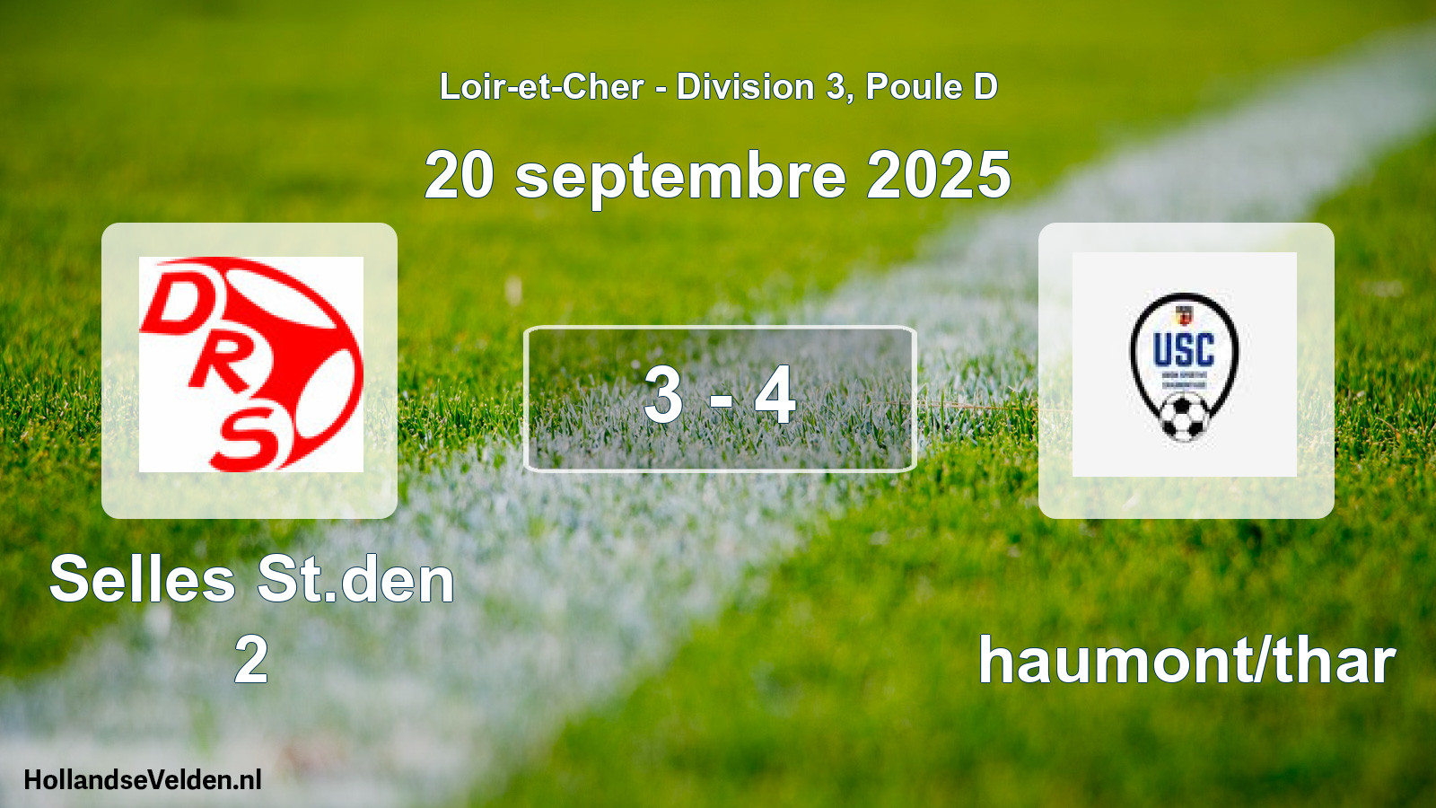 Gespeelde wedstrijd: Selles St.den 2 - Chaumont/thar 3 - 4 (20 septembre 2025)