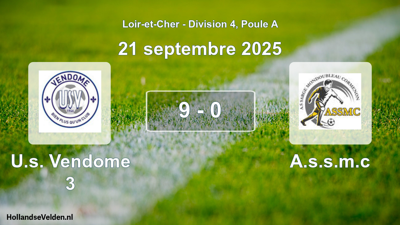 Gespeelde wedstrijd: U.s. Vendome 3 - A.s.s.m.c 9 - 0 (21 septembre 2025)