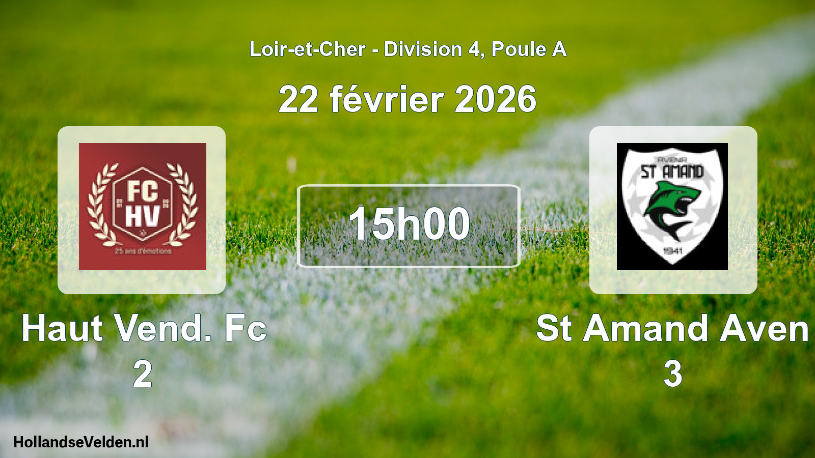 Geplande wedstrijd: Haut Vend. Fc 2 - St Amand Aven 3 (22 février 2026)