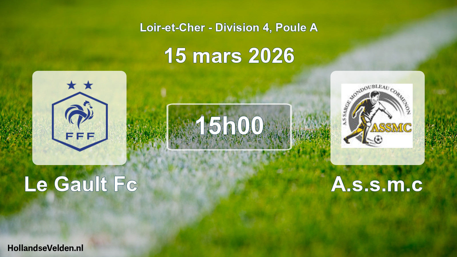 Geplande wedstrijd: Le Gault Fc - A.s.s.m.c (15 maart 2026)