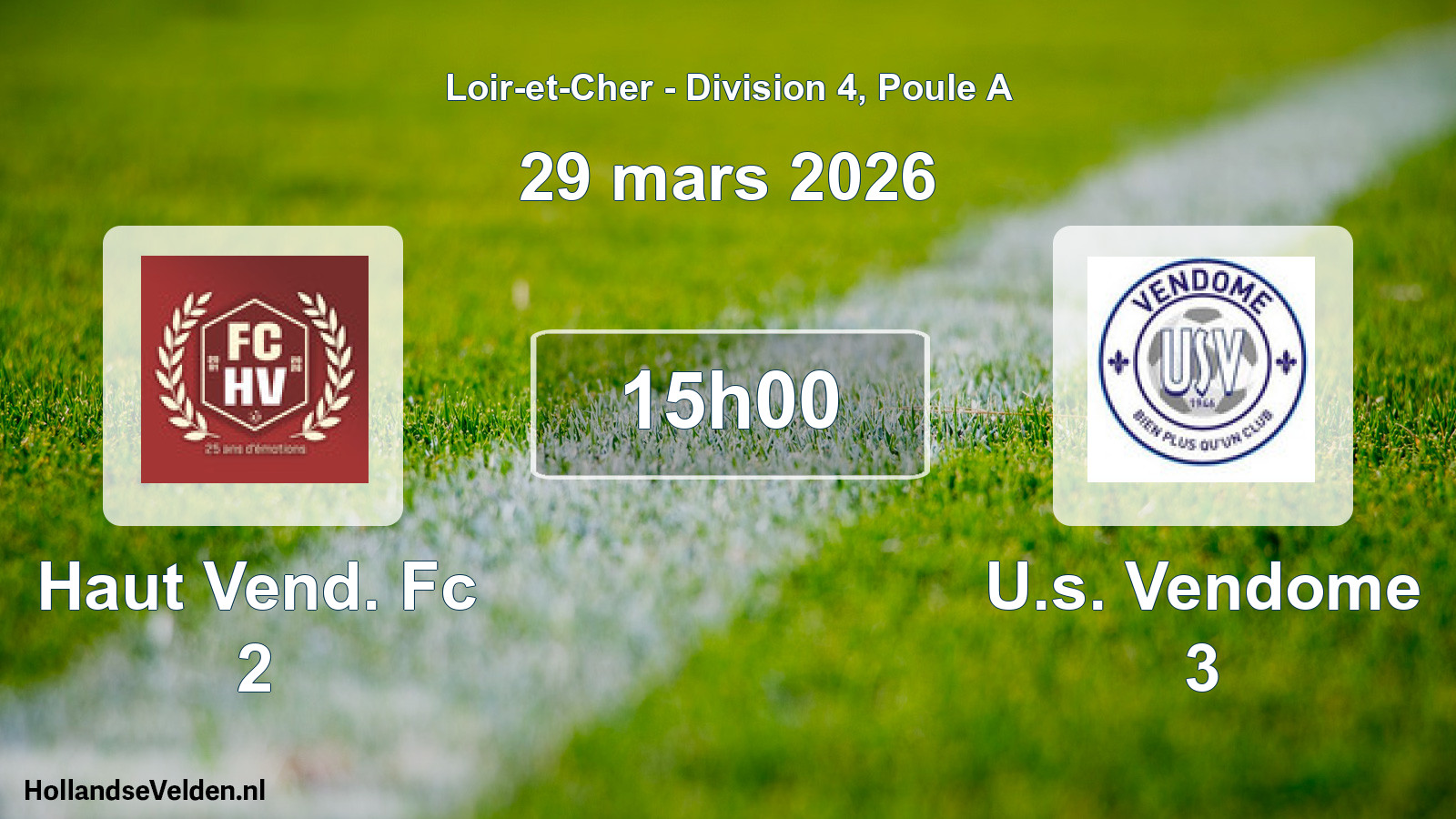 Geplande wedstrijd: Haut Vend. Fc 2 - U.s. Vendome 3 (29 mars 2026)