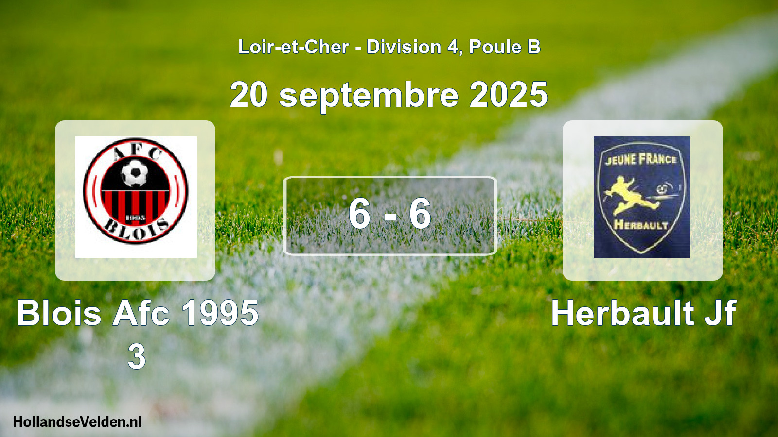 Total number of matches played: Blois Afc 1995 3 - Herbault Jf 6 - 6 (20 September 2025)