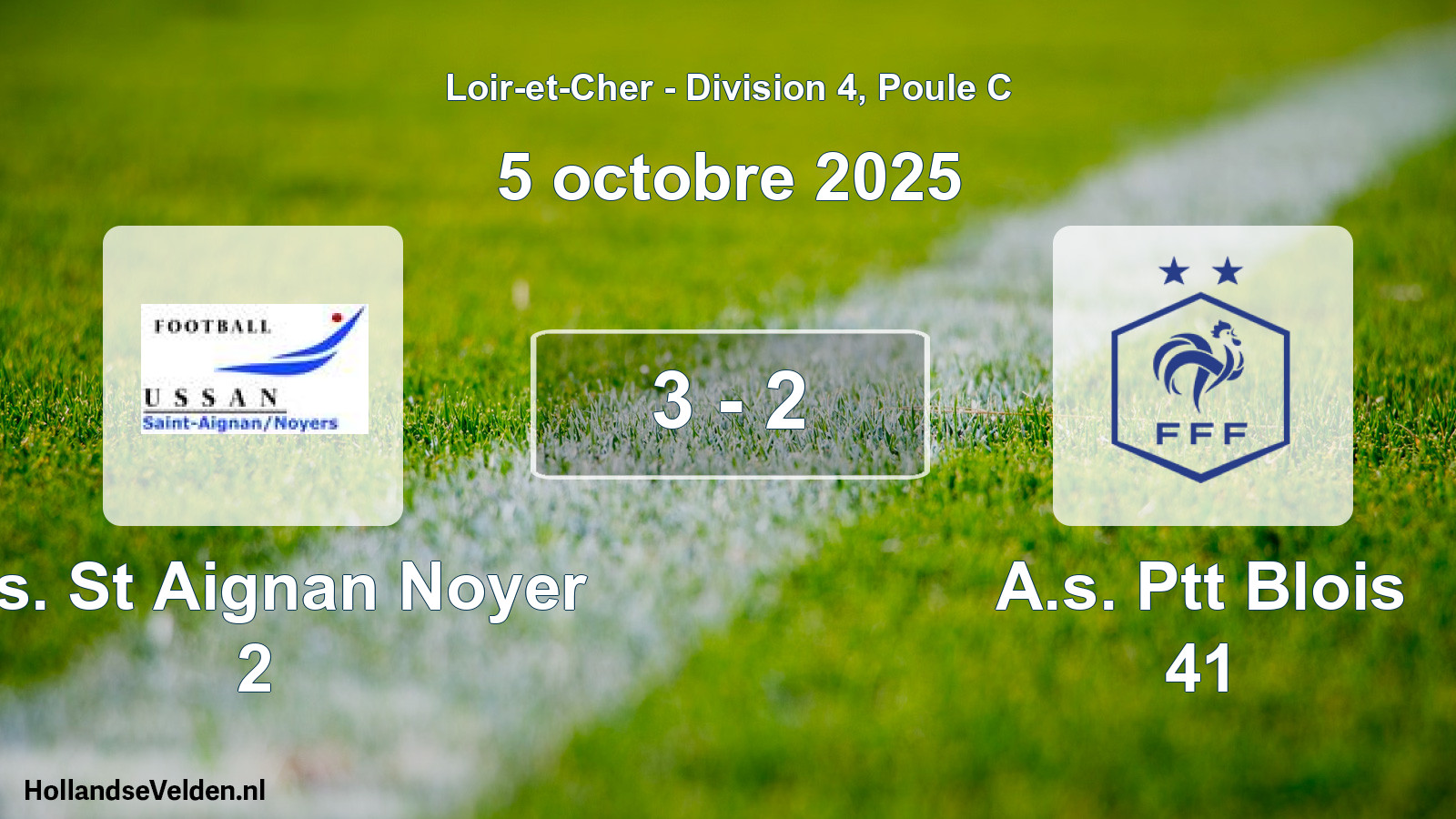 Gespeelde wedstrijd: U.s. St Aignan Noyer 2 - A.s. Ptt Blois 41 3 - 2 (5 octobre 2025)