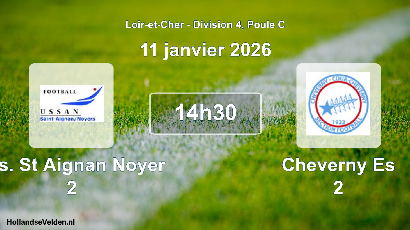 Geplande wedstrijd: U.s. St Aignan Noyer 2 - Cheverny Es 2 (11 janvier 2026)