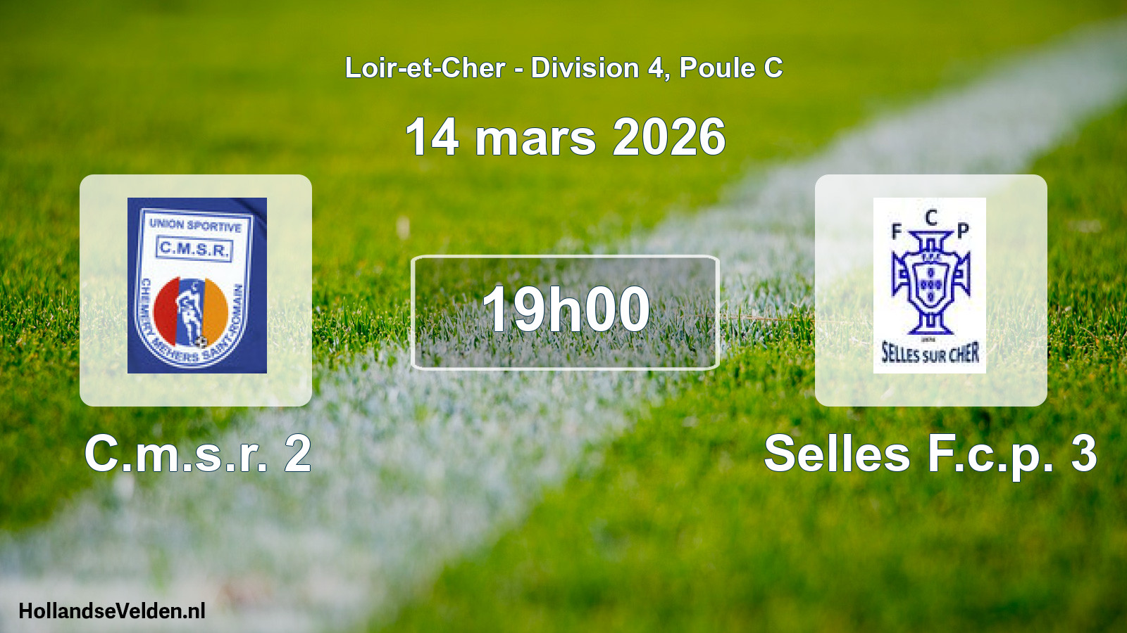 Geplande wedstrijd: C.m.s.r. 2 - Selles F.c.p. 3 (14 mars 2026)
