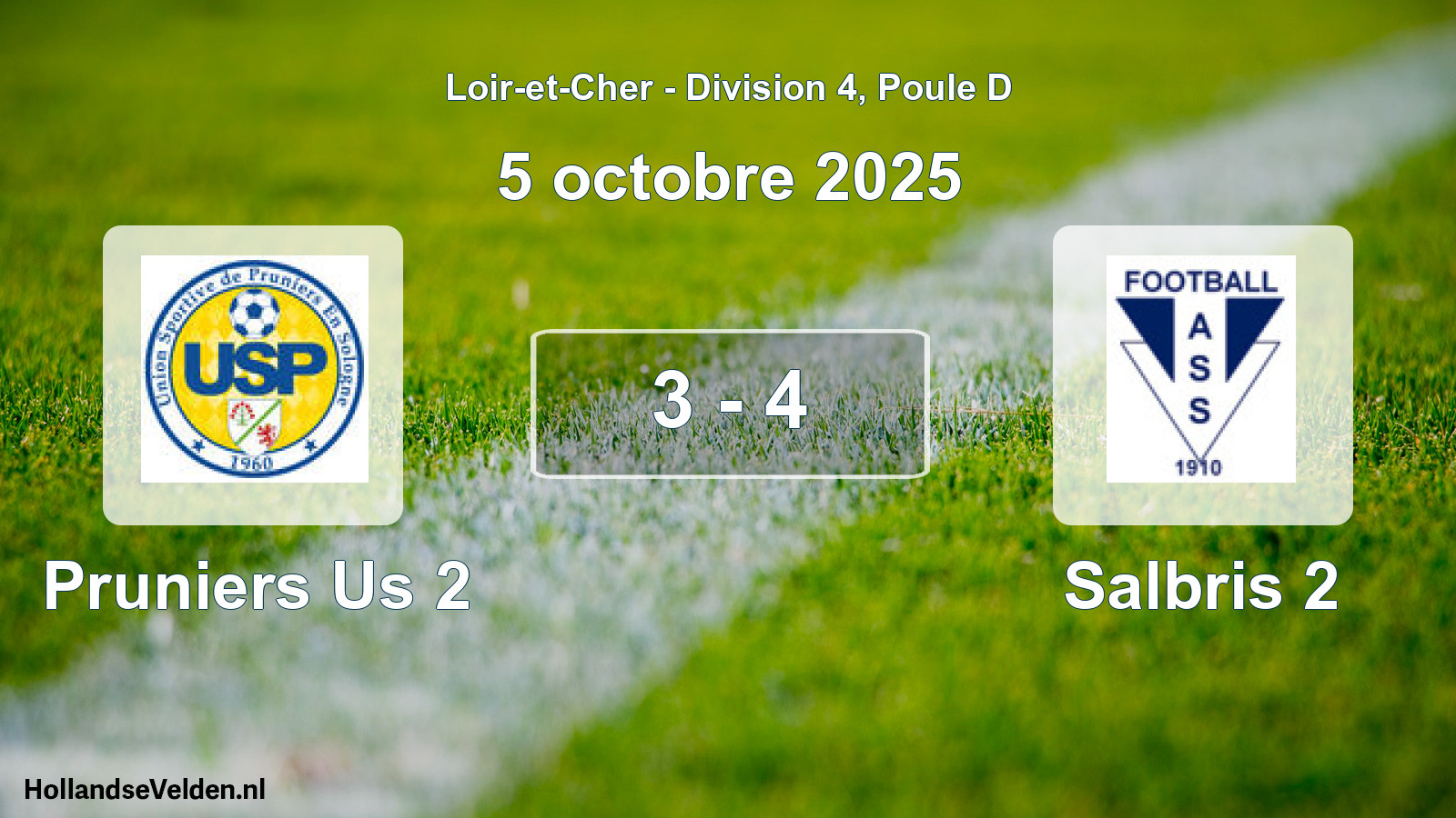 Gespeelde wedstrijd: Pruniers Us 2 - Salbris 2 3 - 4 (5 octobre 2025)