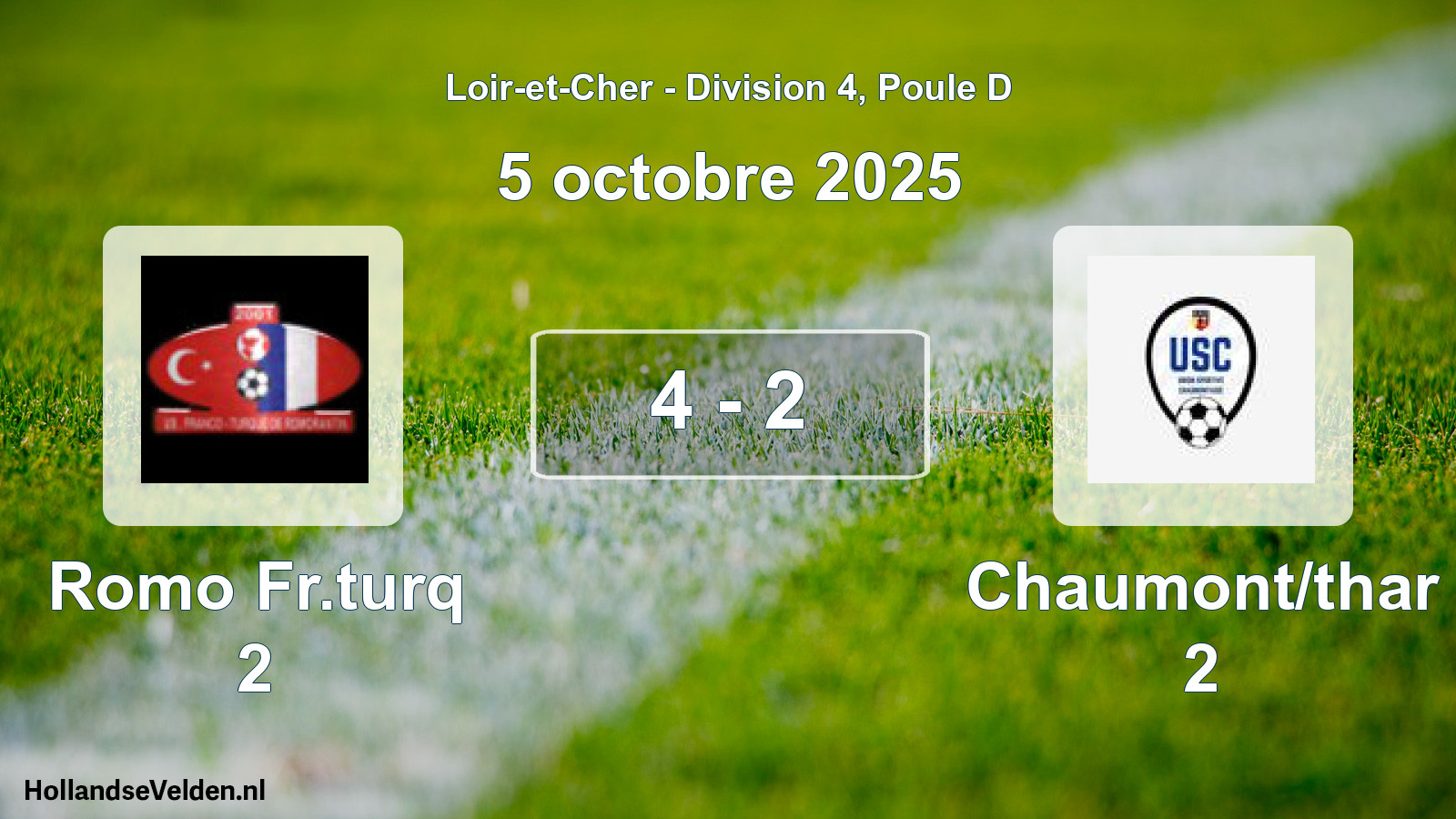 Gespeelde wedstrijd: Romo Fr.turq 2 - Chaumont/thar 2 4 - 2 (5 octobre 2025)