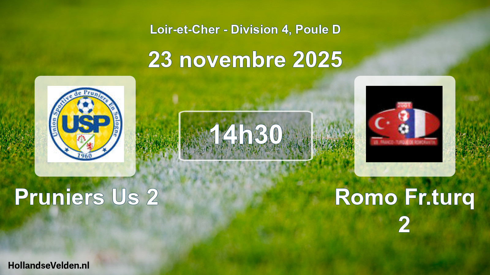 Geplande wedstrijd: Pruniers Us 2 - Romo Fr.turq 2 (23 novembre 2025)