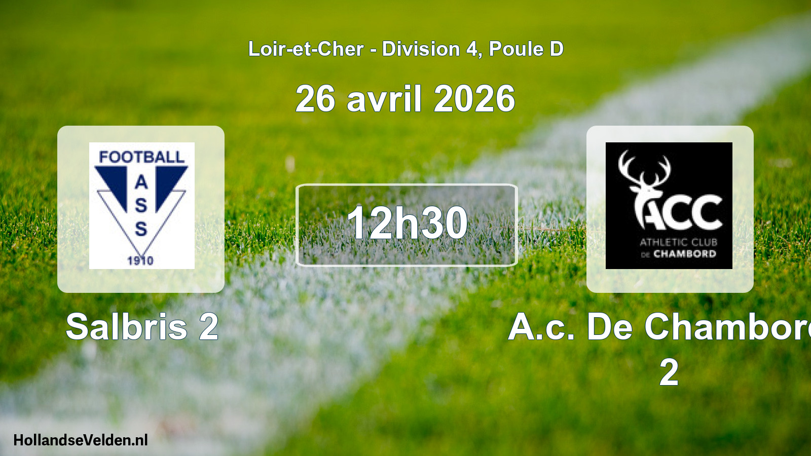 Geplande wedstrijd: Salbris 2 - A.c. De Chambord 2 (26 avril 2026)
