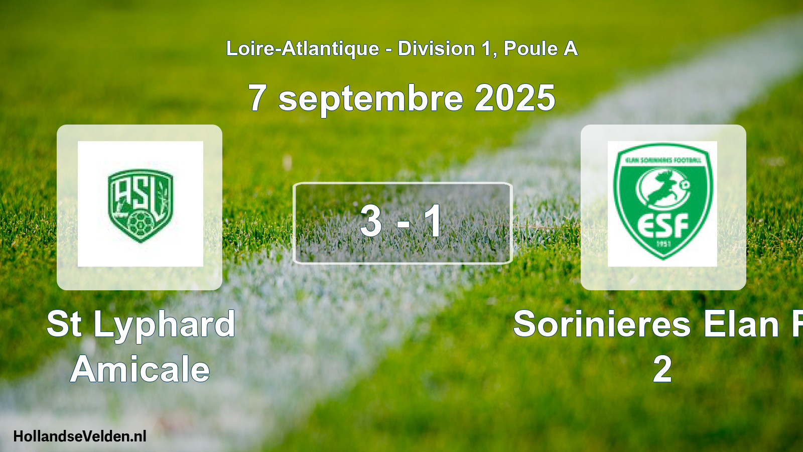 Gespeelde wedstrijd: St Lyphard Amicale - Sorinieres Elan F 2 3 - 1 (7 september 2025)