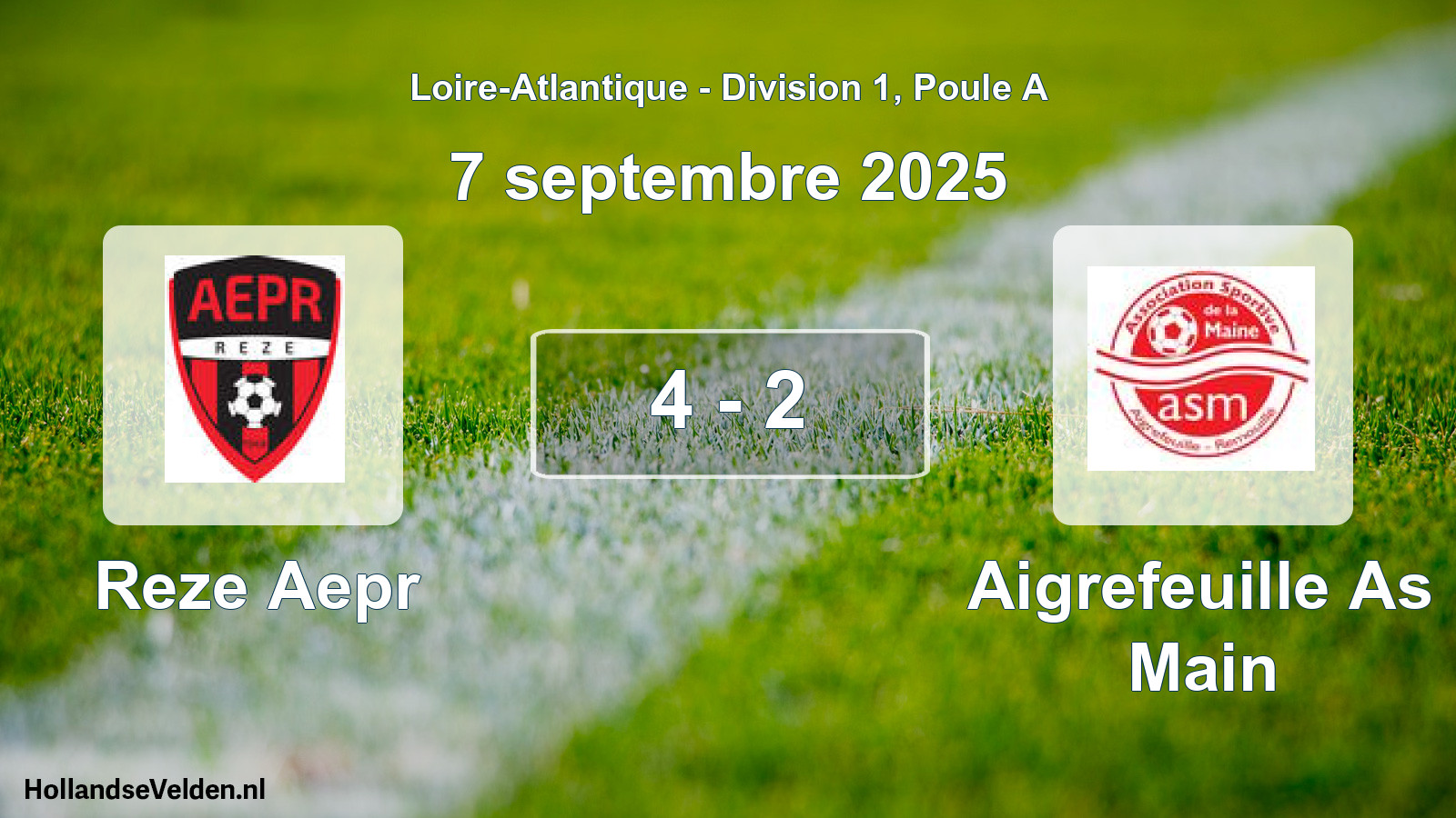 Total number of matches played: Reze Aepr - Aigrefeuille As Main 4 - 2 (7 September 2025)