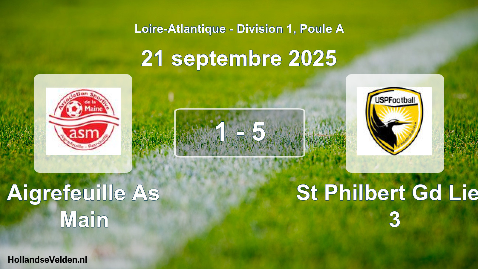 Gespeelde wedstrijd: Aigrefeuille As Main - St Philbert Gd Lieu 3 1 - 5 (21 september 2025)