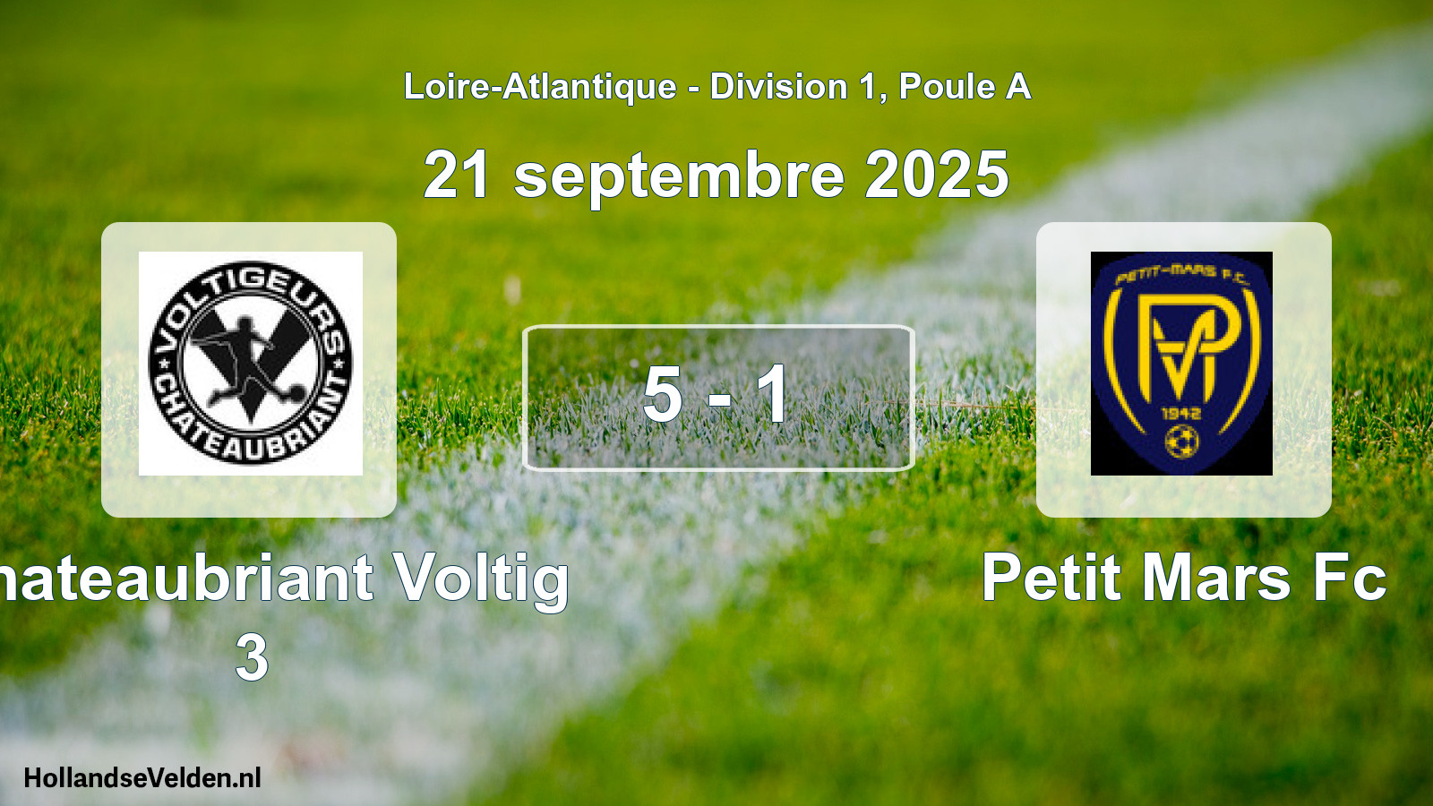 Gespeelde wedstrijd: Chateaubriant Voltig 3 - Petit Mars Fc 5 - 1 (21 septembre 2025)
