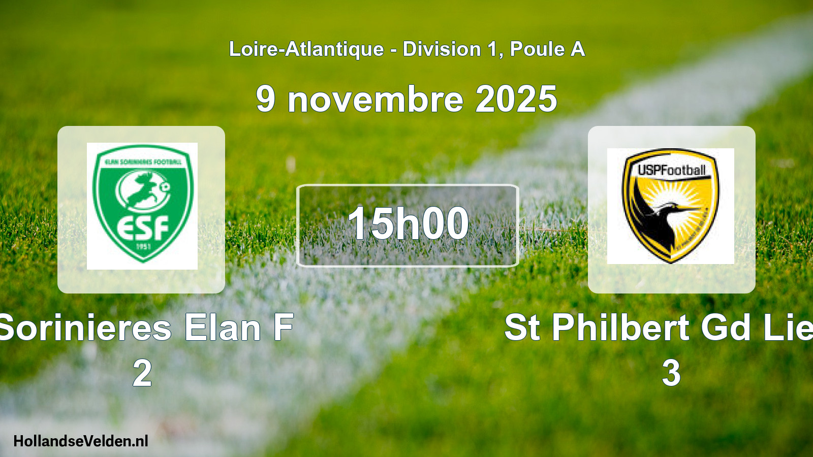 Scheduled Match: Sorinieres Elan F 2 - St Philbert Gd Lieu 3 (9 November 2025)