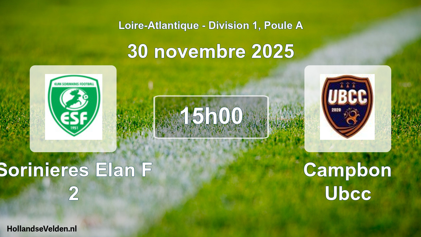 Scheduled Match: Sorinieres Elan F 2 - Campbon Ubcc (30 November 2025)