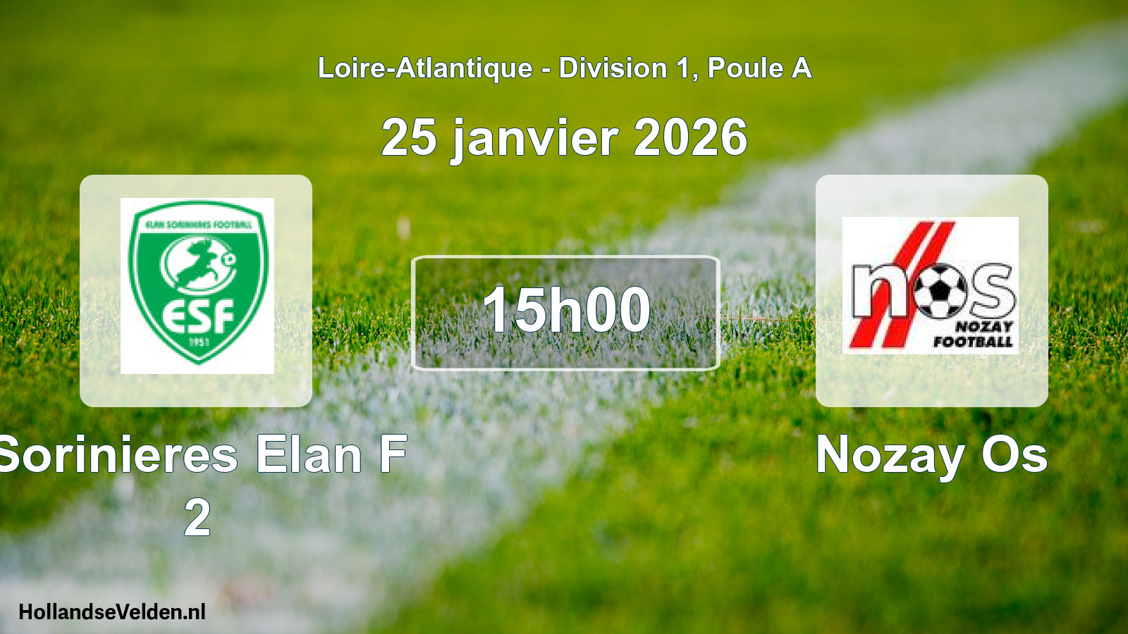 Geplande wedstrijd: Sorinieres Elan F 2 - Nozay Os (25 janvier 2026)