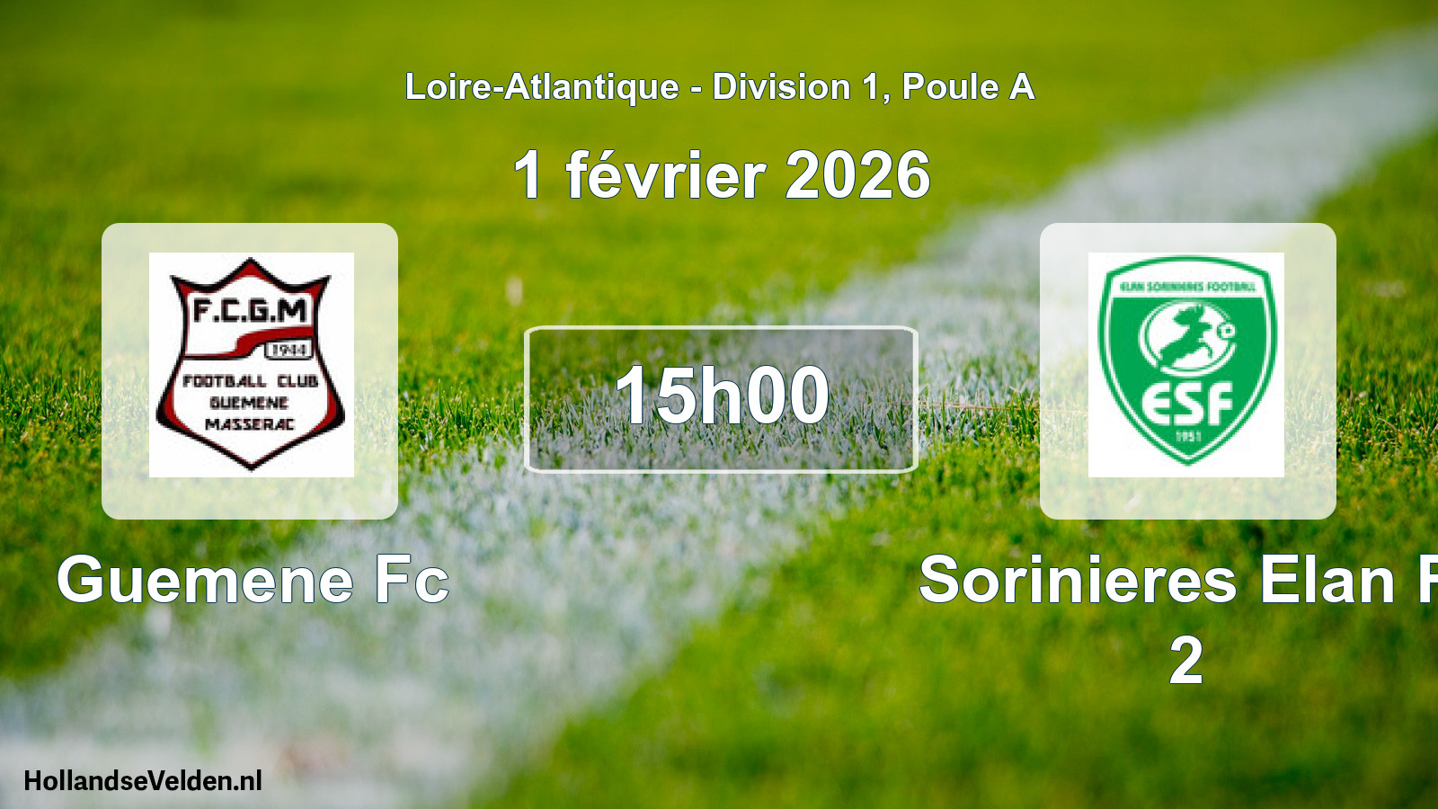 Geplande wedstrijd: Guemene Fc - Sorinieres Elan F 2 (1 février 2026)