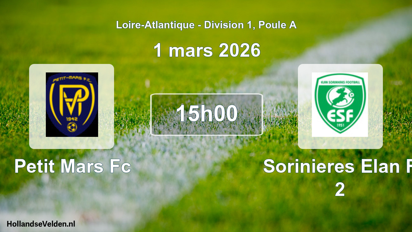 Geplande wedstrijd: Petit Mars Fc - Sorinieres Elan F 2 (1 mars 2026)