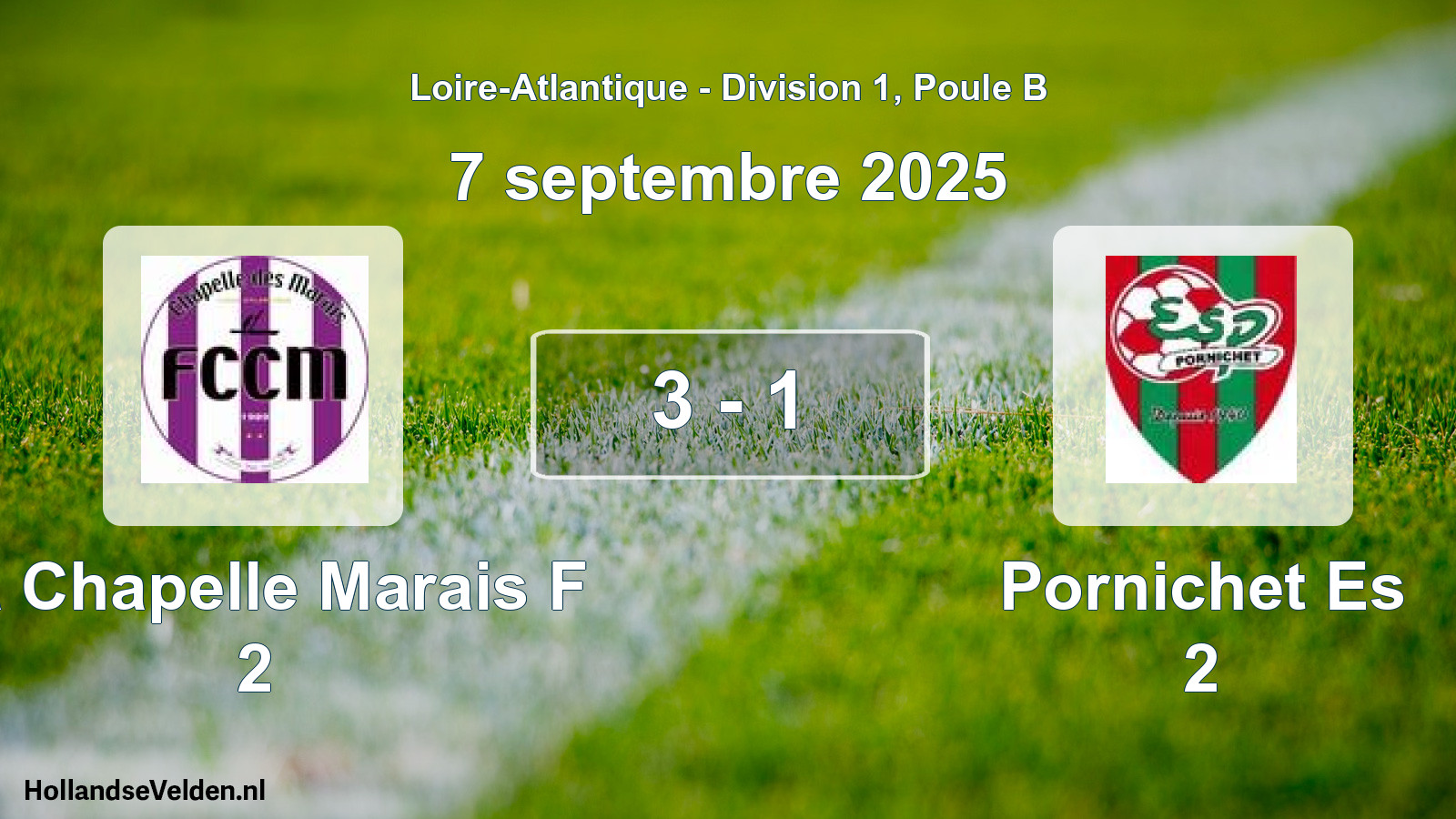 Gespeelde wedstrijd: La Chapelle Marais F 2 - Pornichet Es 2 3 - 1 (7 septembre 2025)