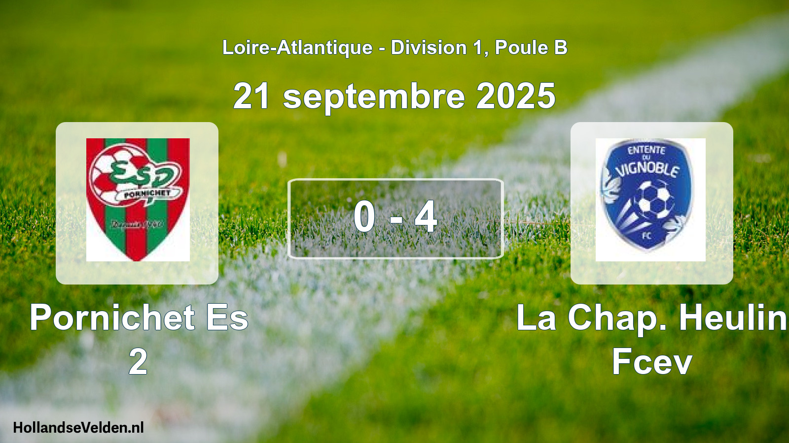 Gespeelde wedstrijd: Pornichet Es 2 - La Chap. Heulin Fcev 0 - 4 (21 septembre 2025)