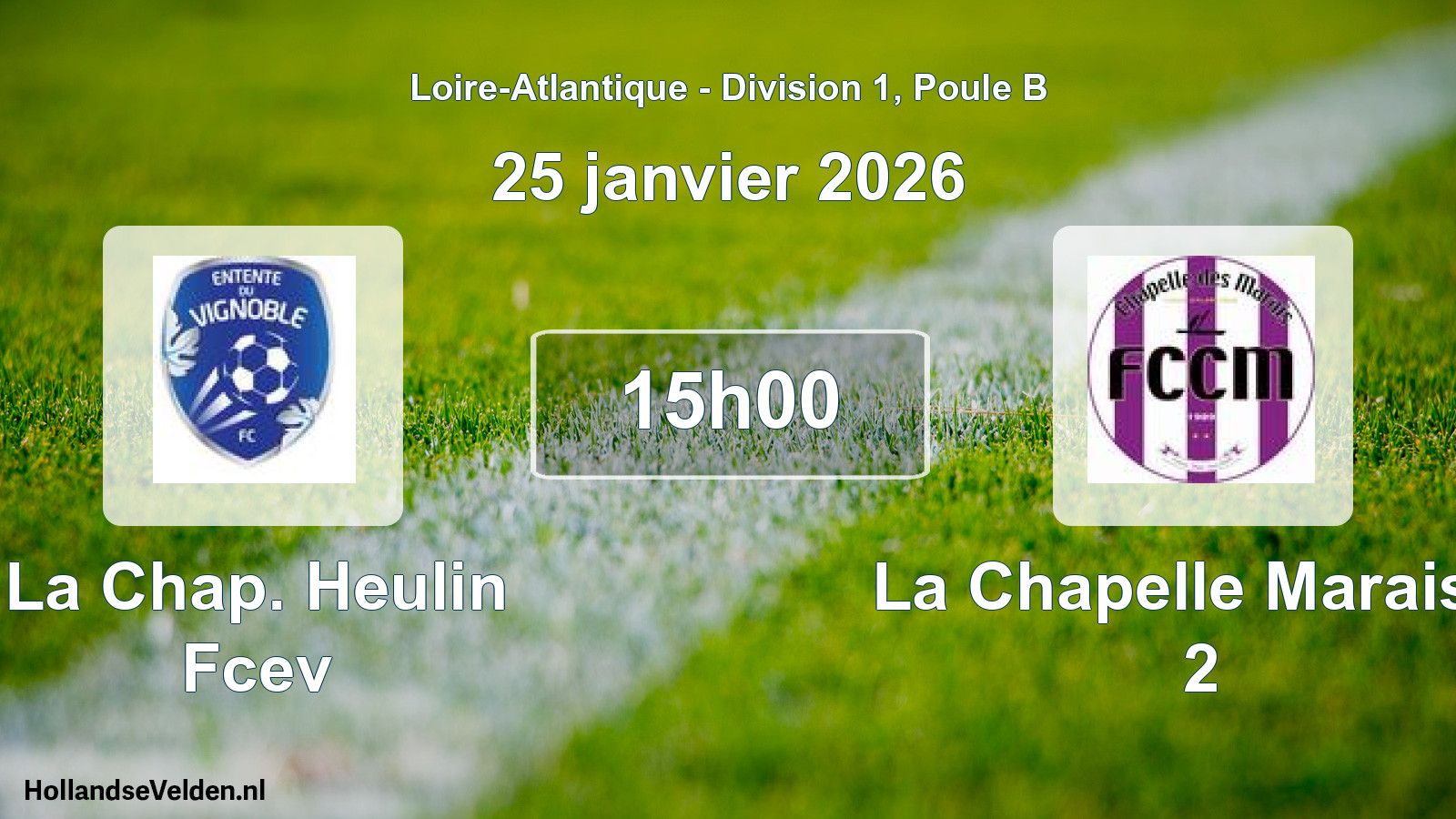 Geplande wedstrijd: La Chap. Heulin Fcev - La Chapelle Marais F 2 (25 janvier 2026)