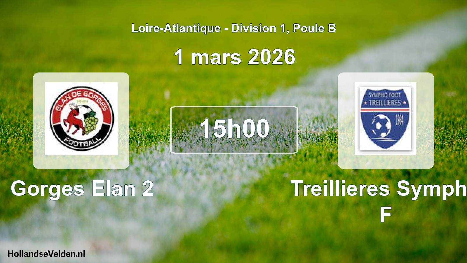 Geplande wedstrijd: Gorges Elan 2 - Treillieres Sympho F (1 mars 2026)