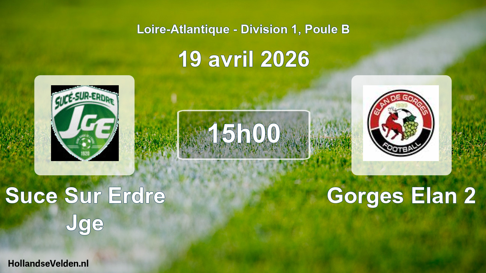 Geplande wedstrijd: Suce Sur Erdre Jge - Gorges Elan 2 (19 avril 2026)