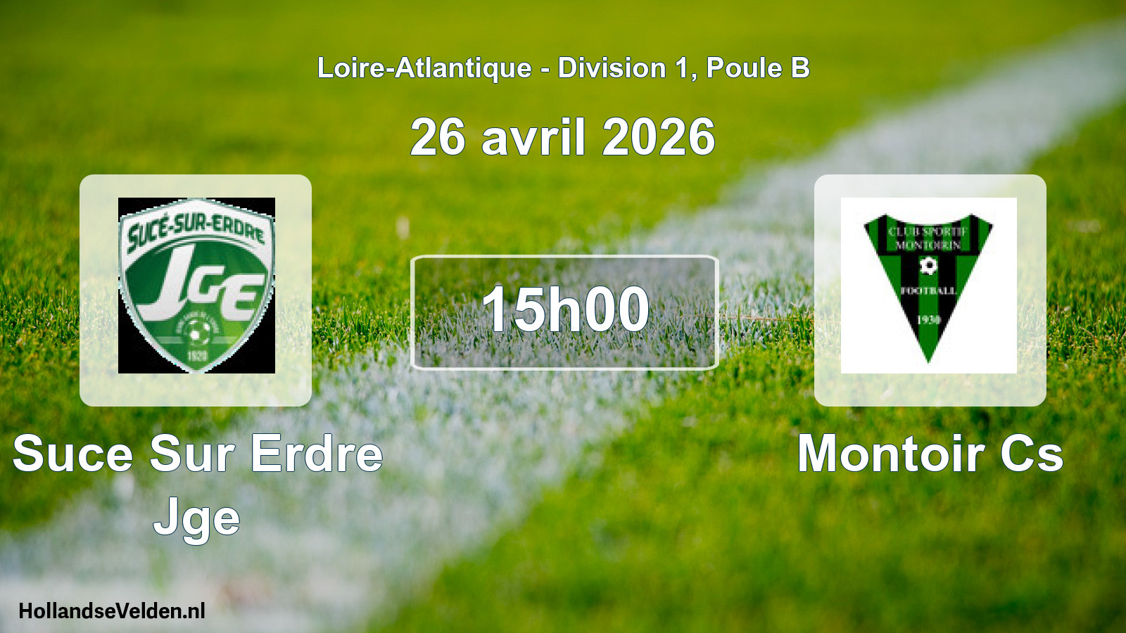 Geplande wedstrijd: Suce Sur Erdre Jge - Montoir Cs (26 april 2026)