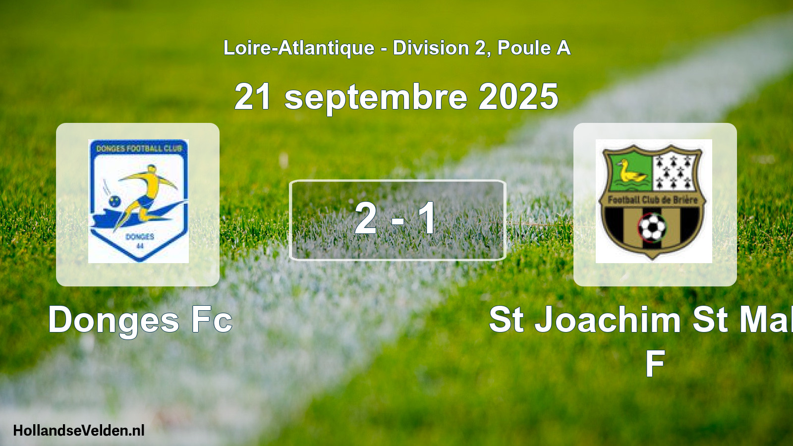 Gespeelde wedstrijd: Donges Fc - St Joachim St Malo F 2 - 1 (21 septembre 2025)