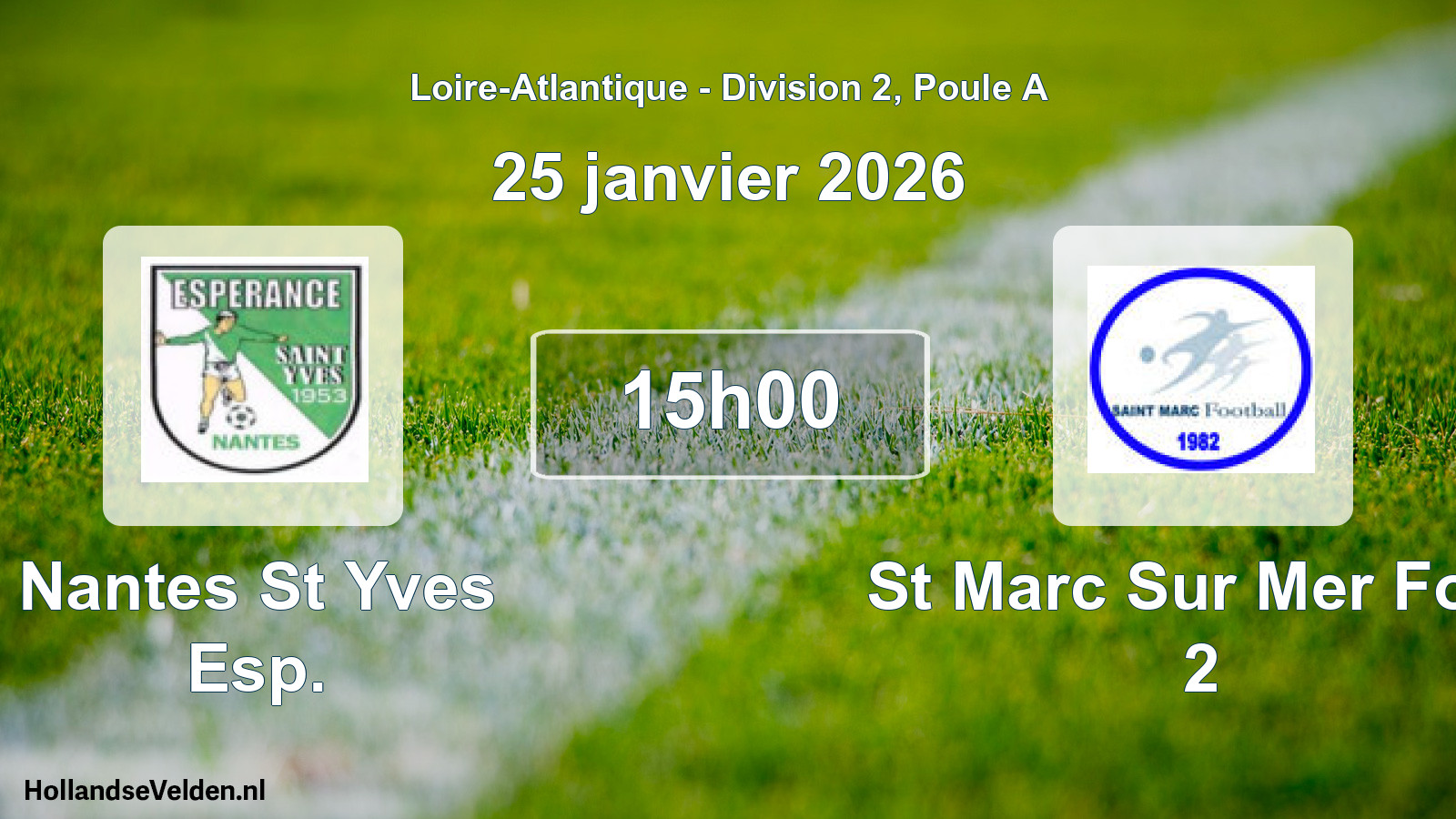 Geplande wedstrijd: Nantes St Yves Esp. - St Marc Sur Mer Foot 2 (25 janvier 2026)