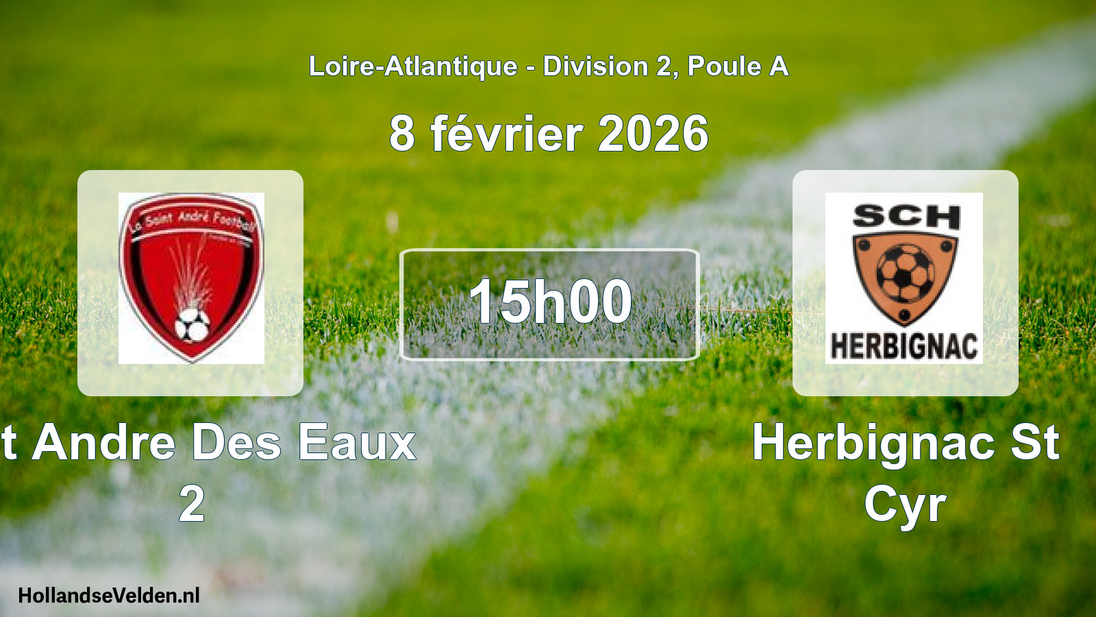 Geplande wedstrijd: St Andre Des Eaux 2 - Herbignac St Cyr (8 février 2026)