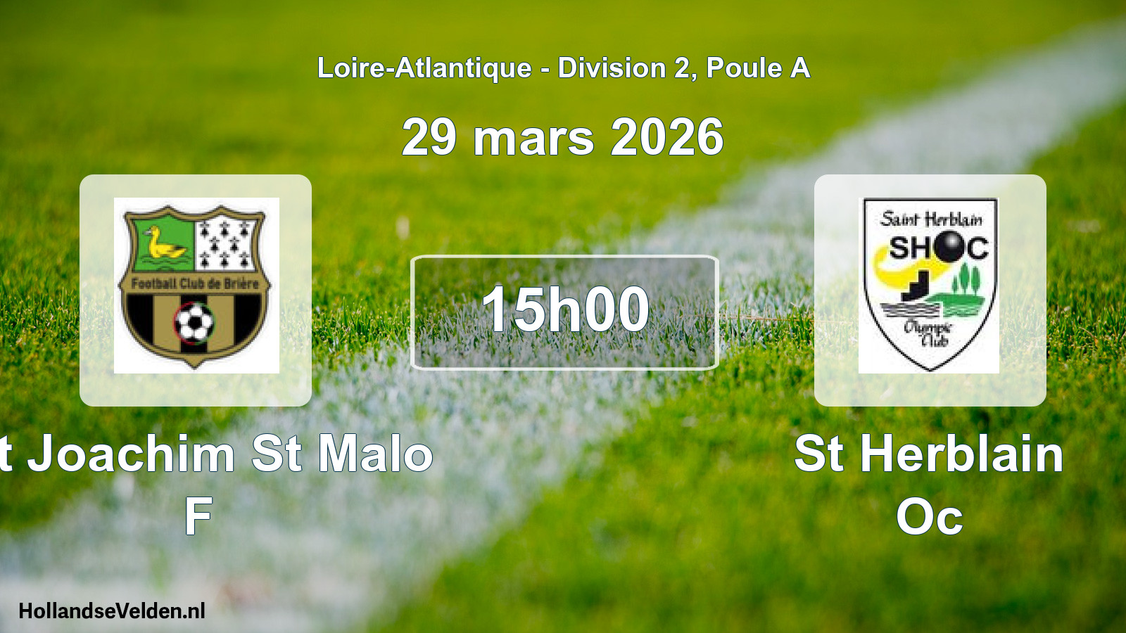 Geplande wedstrijd: St Joachim St Malo F - St Herblain Oc (29 mars 2026)
