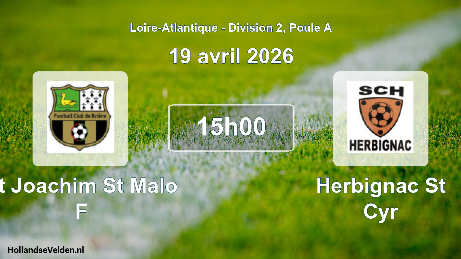 Geplande wedstrijd: St Joachim St Malo F - Herbignac St Cyr (19 avril 2026)