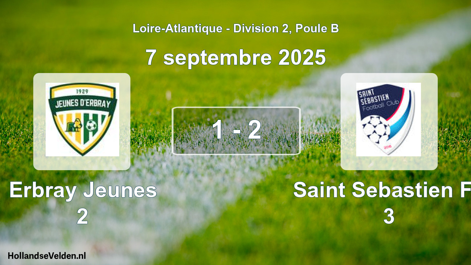 Gespeelde wedstrijd: Erbray Jeunes 2 - Saint Sebastien Fc 3 1 - 2 (7 septembre 2025)