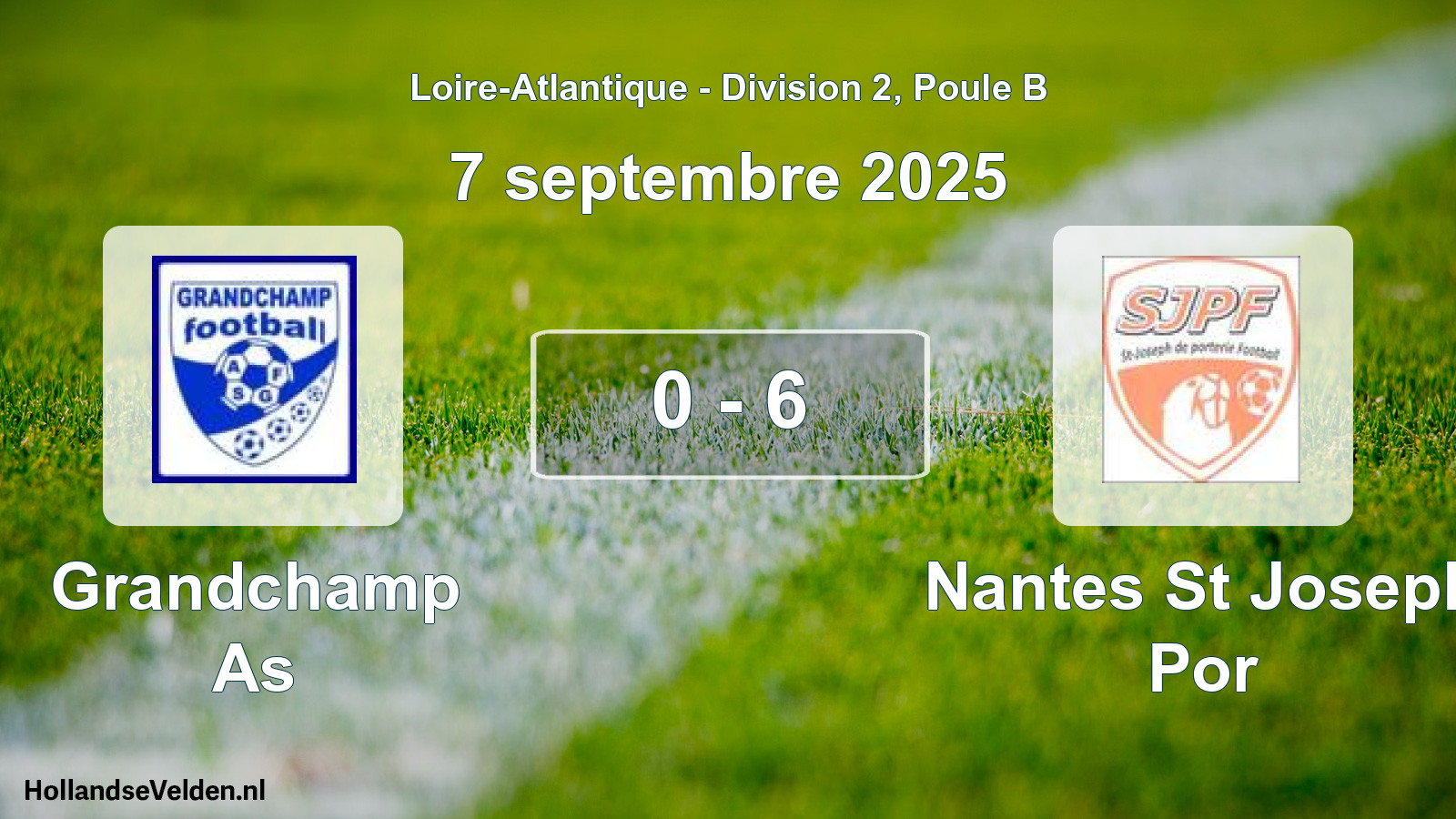 Gespeelde wedstrijd: Grandchamp As - Nantes St Joseph Por 0 - 6 (7 september 2025)