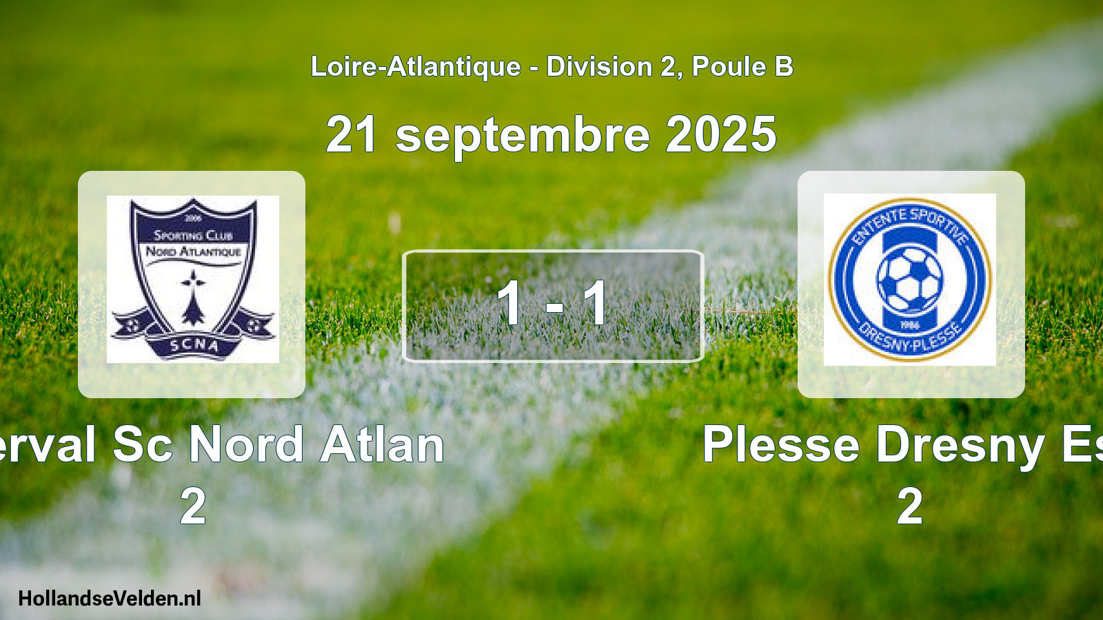Total number of matches played: Derval Sc Nord Atlan 2 - Plesse Dresny Es 2 1 - 1 (21 September 2025)